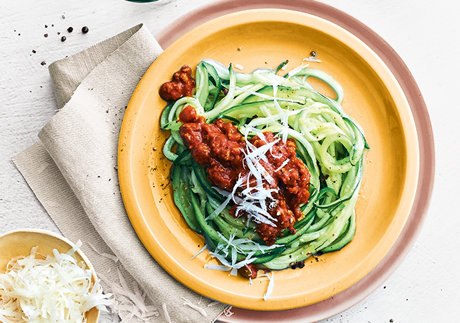 Tupperware Squash-spaghetti og hurtig bolognesesaus 